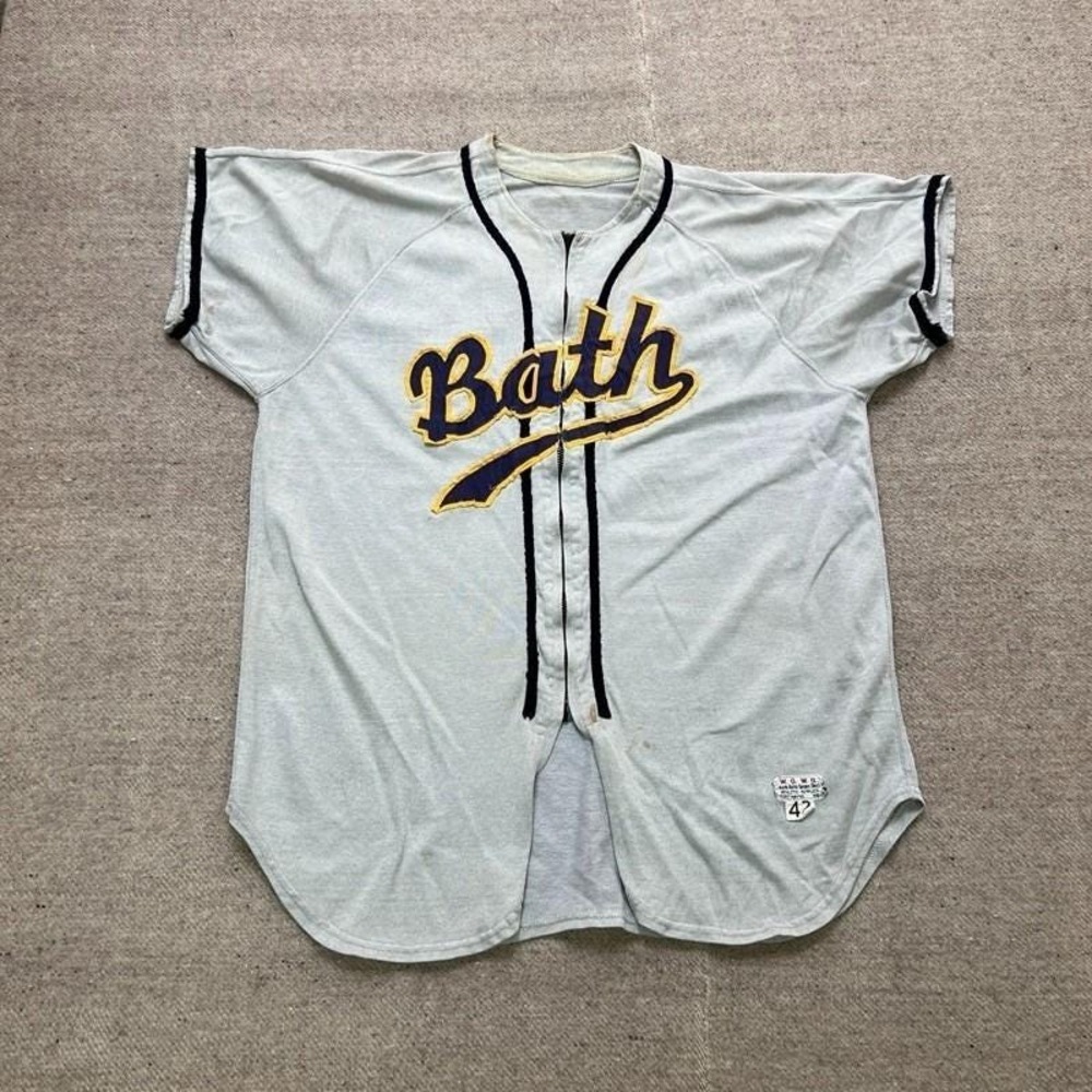 Vintage Bath Baseball Jersey Mens Large Gray 1960s Zip Up